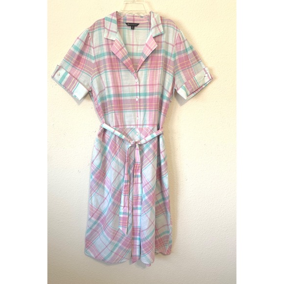 Brooks Brothers Dress Size 16 Pastel Plaid Midi Coquette Classicore‎ Modest - Picture 3 of 10
